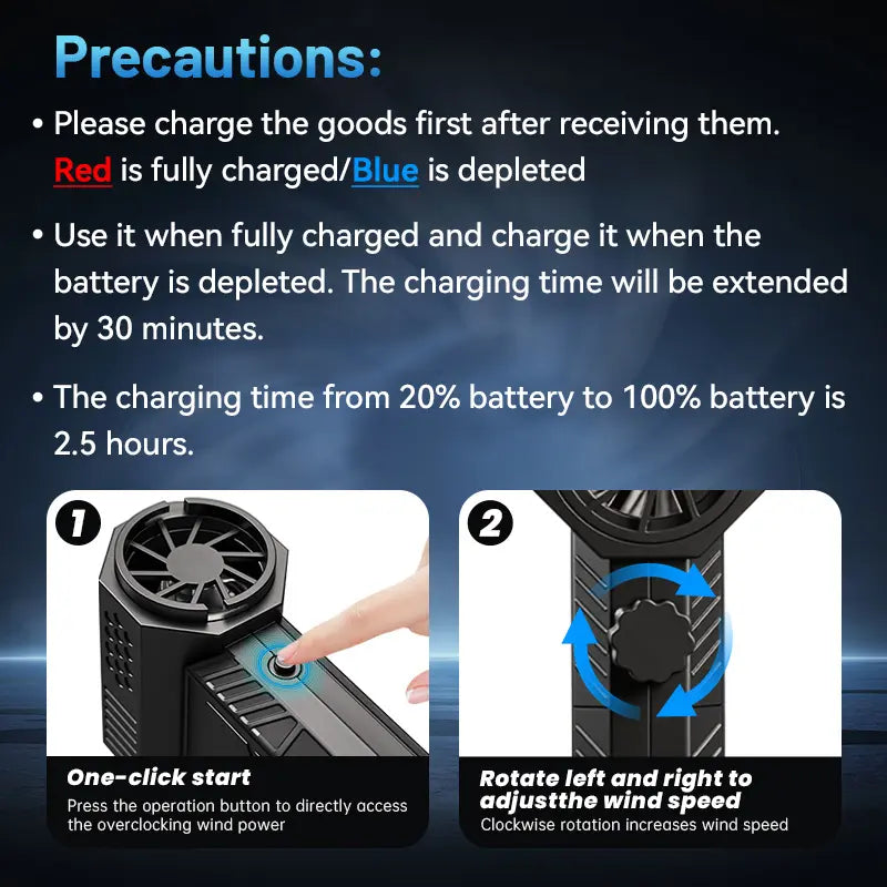 Mini Turbo Jet Handheld Blower, 130000 RPM High Speed 52m/s Wind, USB‑C Fast Charging Lightweight Multi‑Scene Use