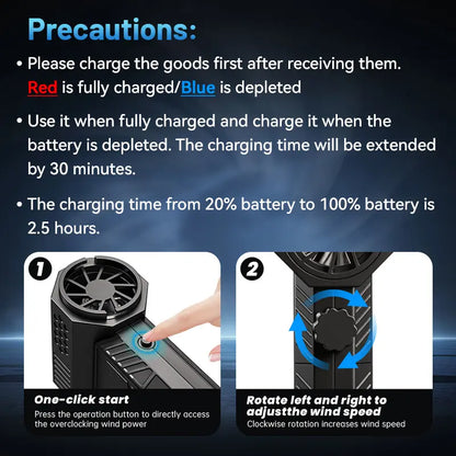 Mini Turbo Jet Handheld Blower, 130000 RPM High Speed 52m/s Wind, USB‑C Fast Charging Lightweight Multi‑Scene Use
