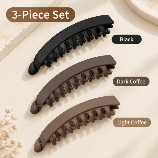 3 PCS Banana Hair Clips for Women, Cute and Stylish French Hair Claw Clips, Neutral Color Ponytail Holder Hair Accessories for Thin/Thick Hair, All Day Hold
