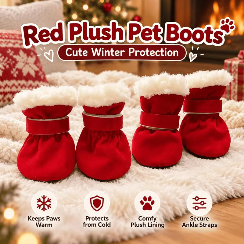 Soft Velvet Puppy Booties, Warm Non-Slip Paw Covers for Small Dogs