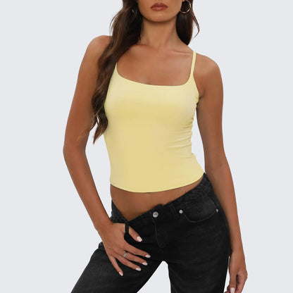 Tournesol Women's Square‑Neck Double‑Layer Slim‑Fit Sleeveless Tank Top, 006 White