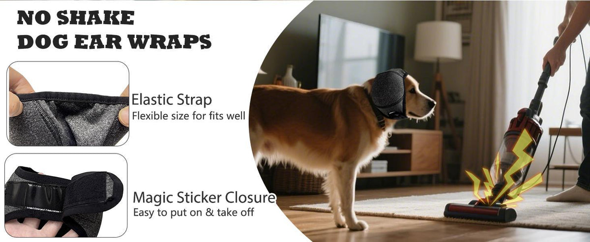 Grey Dog Calming Hooded Ear Muffs, Waterproof Noise Blocking Pet Ear Cover for Bath Swimming Fireworks Hematoma Care