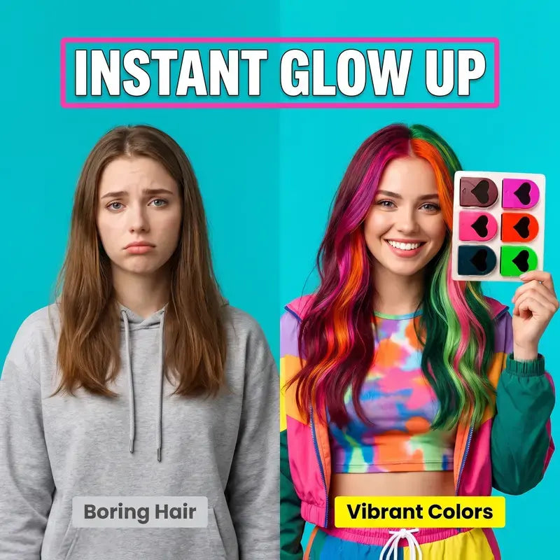 6/12 Colors Temporary Hair Chalk Dye, Washable Pocket Size Hair Color for Party DIY Hair Styling