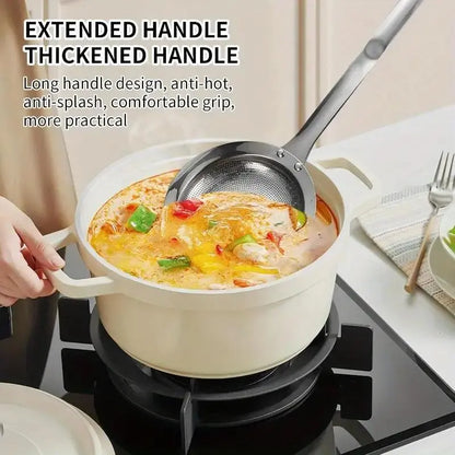 Filter Scoop SUS304 Stainless Steel Fat Skimmer Spoon Fine Mesh Strainer Food Strainer With Handle Kitchen Oil Skimmer Strainer FU