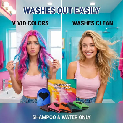 6/12 Colors Temporary Hair Chalk Dye, Washable Pocket Size Hair Color for Party DIY Hair Styling