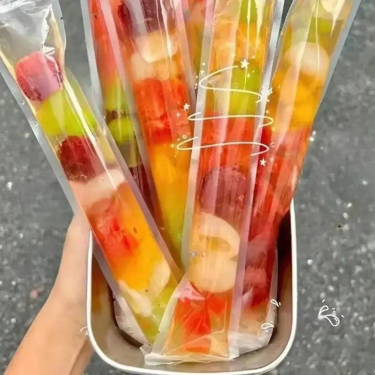 100pcs Disposable Long Popsicle Bags Food Grade Homemade Ice Cream Jelly Bags