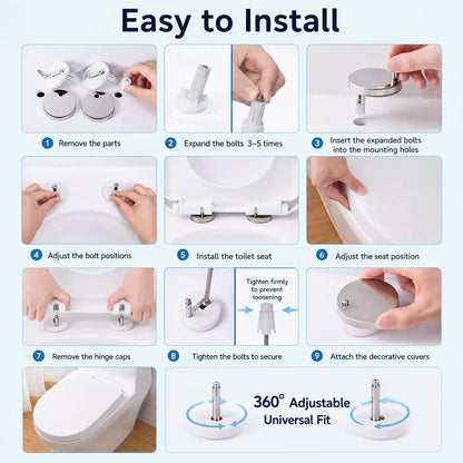 Universal Toilet Seat Expansion Bolt Set - Thickened Stainless Steel, Easy Top-Mount Installation