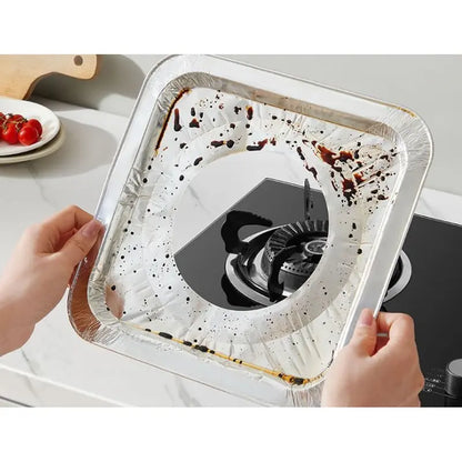 Disposable Aluminum Foil Protective Pads, 8.5" x 8.5" with 4.5" Opening Diameter, for Most Standard Cooktops