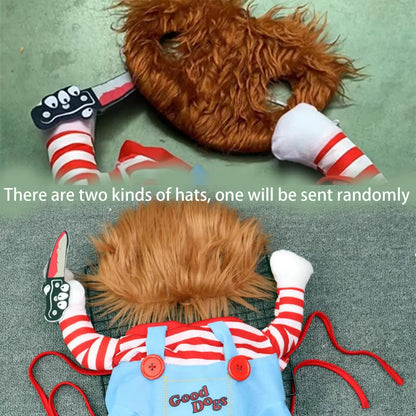 Chucky Halloween Pet Costume, Scary Cosplay Outfit for Dogs & Cats