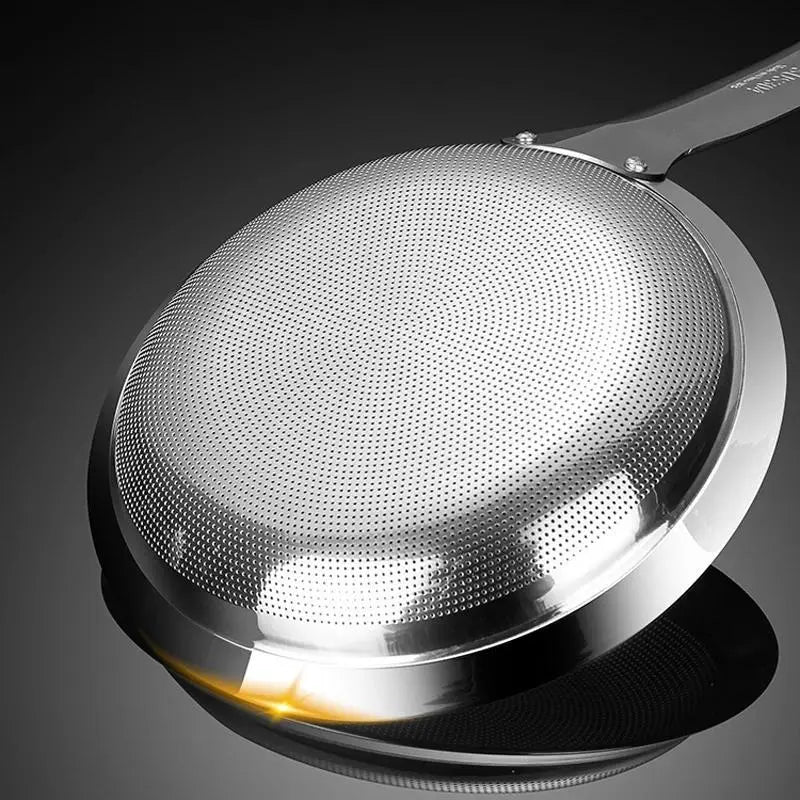Filter Scoop SUS304 Stainless Steel Fat Skimmer Spoon Fine Mesh Strainer Food Strainer With Handle Kitchen Oil Skimmer Strainer FU