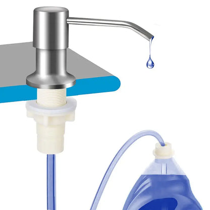 Brushed Nickel Dish Soap Dispenser for Kitchen Sink, Countertop Soap Pump with 39in No-Spill Extension Tube, for Kitchen & Bathroom
