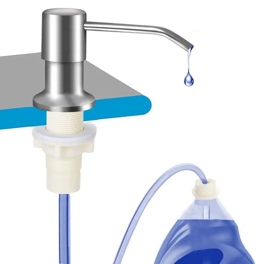 Brushed Nickel Dish Soap Dispenser for Kitchen Sink, Countertop Soap Pump with 39in No-Spill Extension Tube, for Kitchen & Bathroom