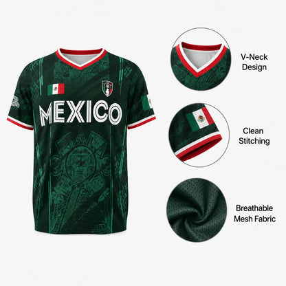 Mexico 2026 Retro Soccer Jersey — Chichén Itzá All-Over Print, Breathable Fabric