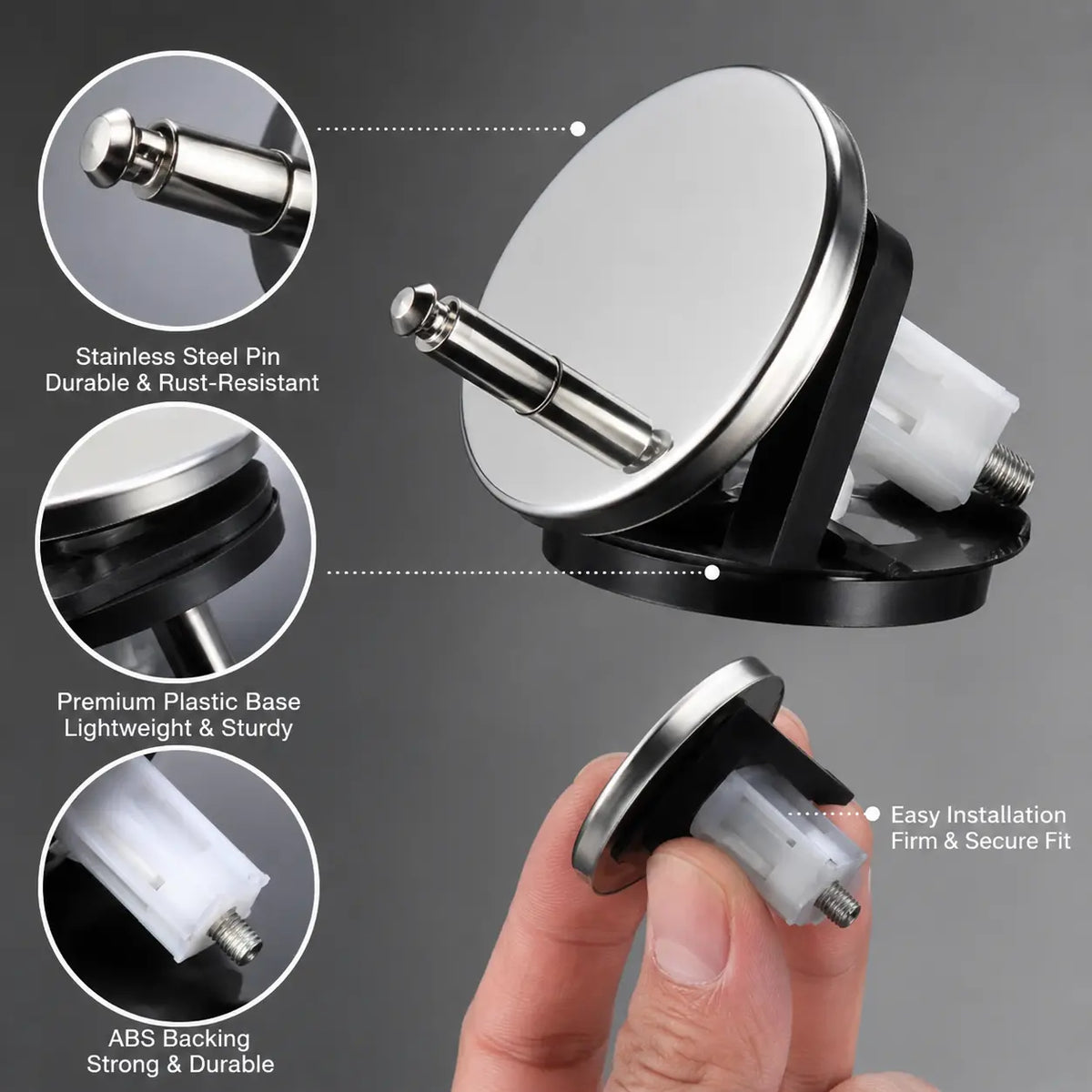 Universal Toilet Seat Expansion Bolt Set - Thickened Stainless Steel, Easy Top-Mount Installation