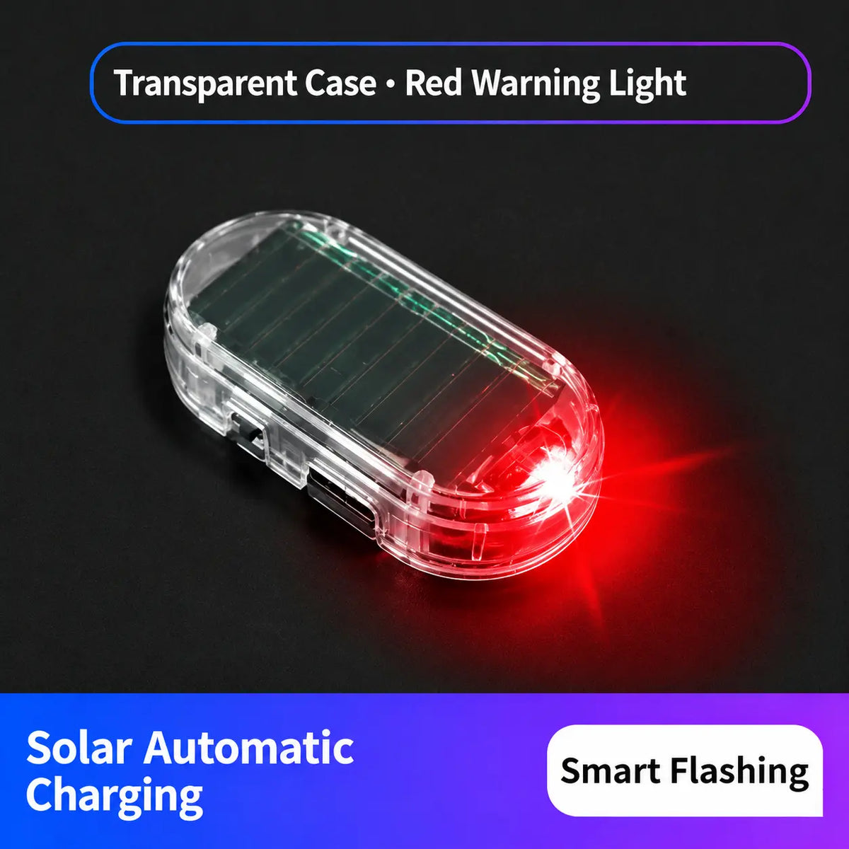 Solar Fake Car Alarm Light, Auto Sensor LED Simulated Anti-Theft Warning Flashing Lamp, No Wiring DIY