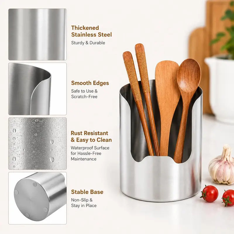 Stainless Steel Utensil Holder, Rust Resistant Kitchen Countertop Organizer for Cooking Tools