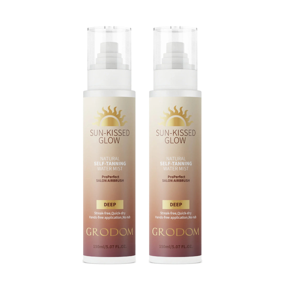 【Summer Wins】GRODOM Organic Colorless Self Tanning Mist, Vegan Streak‑Free Sunless Tanner for Body Face Hands, No Fake Tan Smell for All Skin Types
