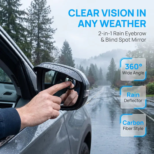2-Piece Car Rearview Rain Visors ABS Blind-Spot Guards