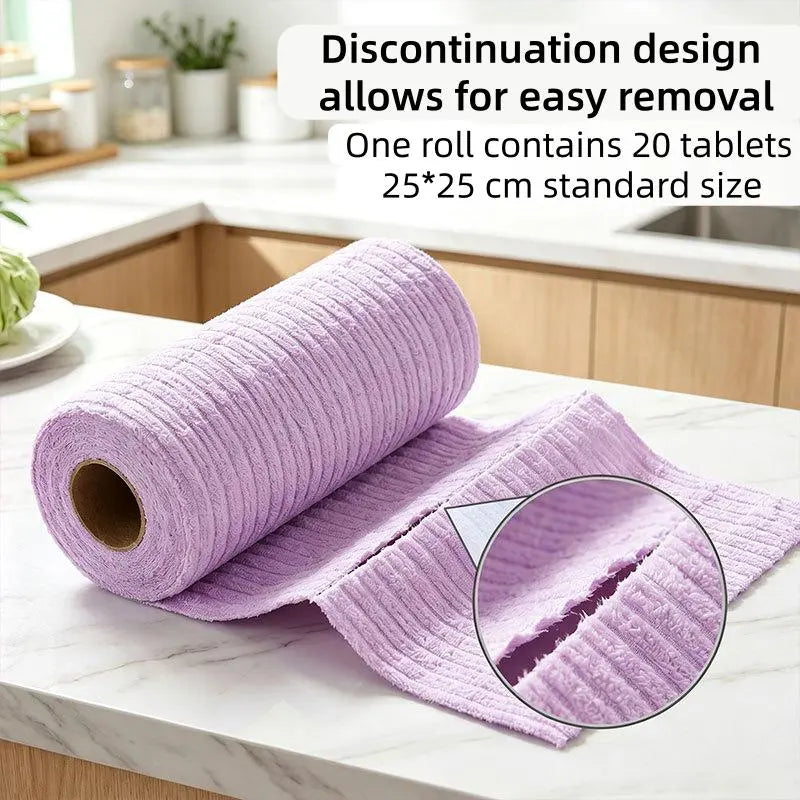 Tear-off Microfiber Cleaning Cloth Roll, Lint-Free Absorbent Kitchen Cleaning Rag