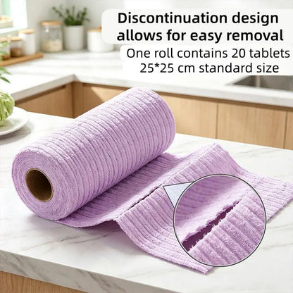 Tear-off Microfiber Cleaning Cloth Roll, Lint-Free Absorbent Kitchen Cleaning Rag