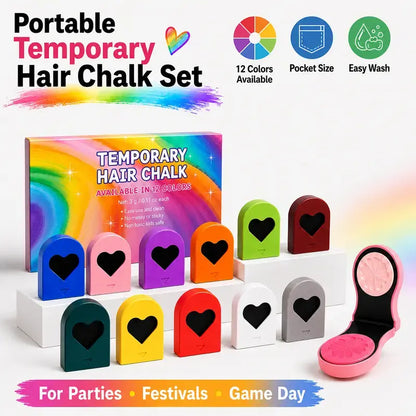 6/12 Colors Temporary Hair Chalk Dye, Washable Pocket Size Hair Color for Party DIY Hair Styling