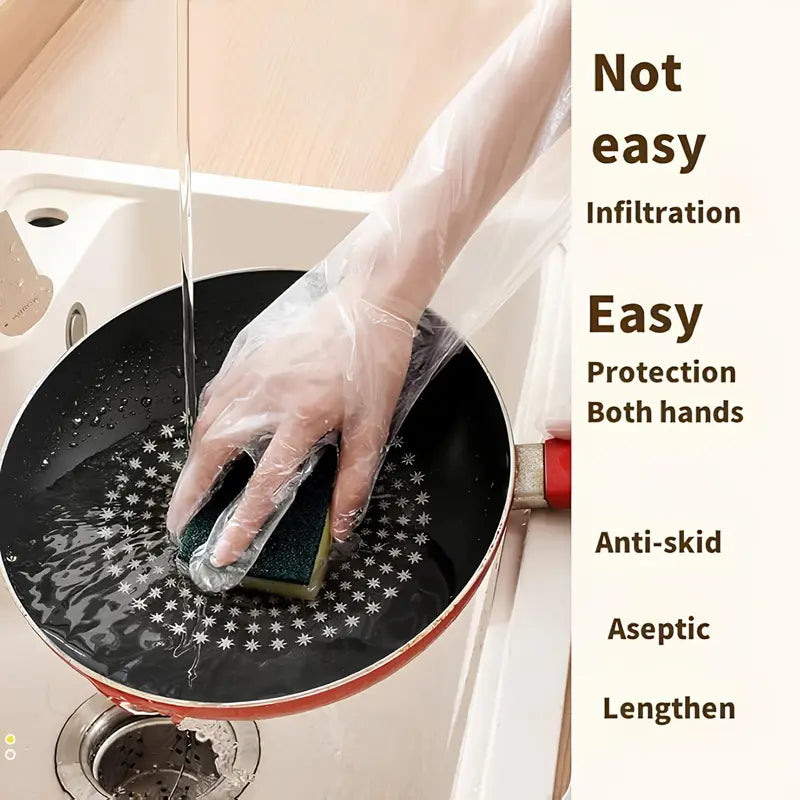 23.6 Inch Long Handle Full Finger Cleaning Gloves 10 Pairs, Waterproof Reusable Gloves for Kitchen Household