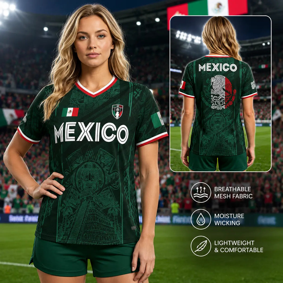 Mexico 2026 Retro Soccer Jersey — Chichén Itzá All-Over Print, Breathable Fabric