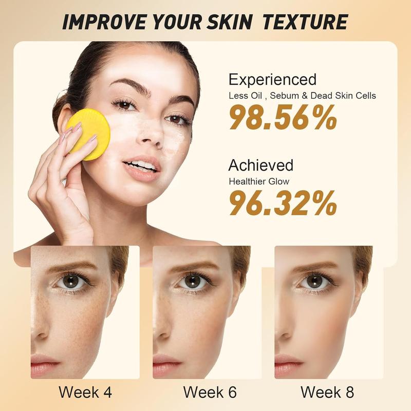50Pcs Turmeric & Kojic Acid Cleansing Pads, Gentle Deep‑Clean Soft Facial Skincare Pads for Normal Skin