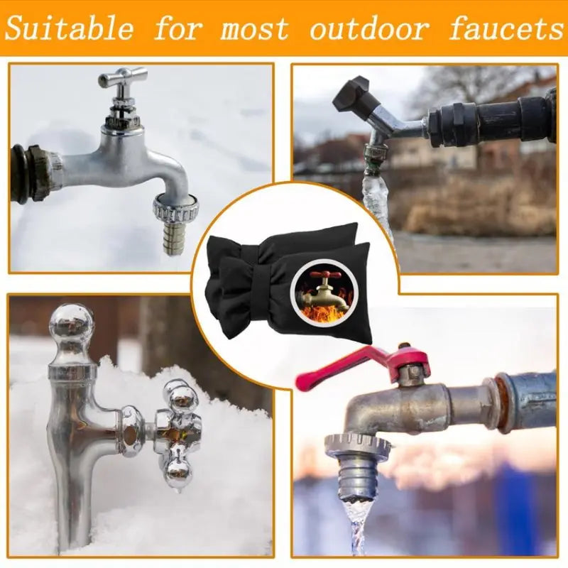 4 Pack Outdoor Faucet Cover, Waterproof Thermal Winter Garden Faucet Protector, Fire Pattern