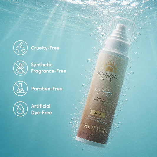 【Summer Wins】GRODOM Organic Colorless Self Tanning Mist, Vegan Streak‑Free Sunless Tanner for Body Face Hands, No Fake Tan Smell for All Skin Types