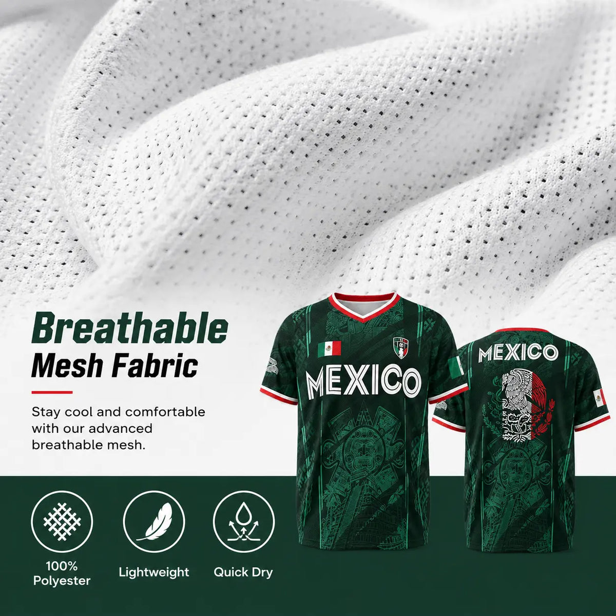 Mexico 2026 Retro Soccer Jersey — Chichén Itzá All-Over Print, Breathable Fabric