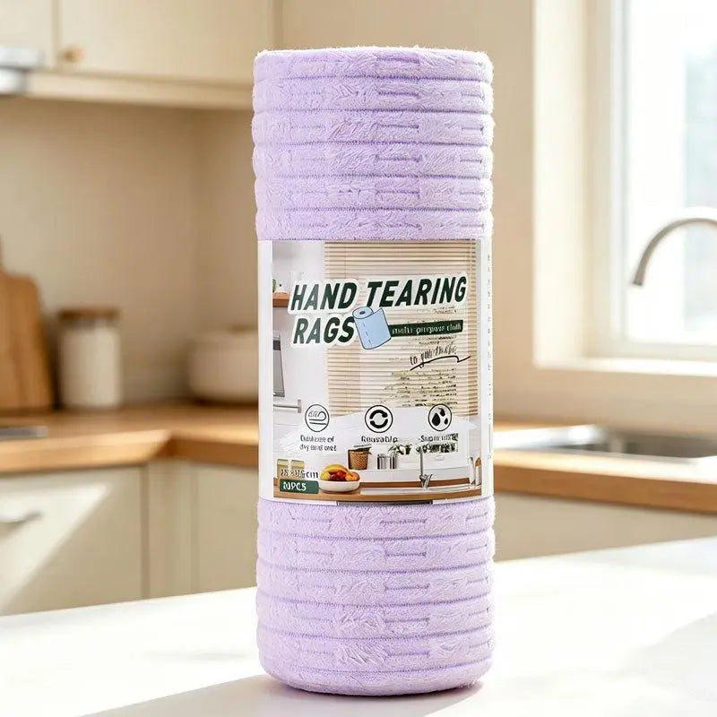 Tear-off Microfiber Cleaning Cloth Roll, Lint-Free Absorbent Kitchen Cleaning Rag
